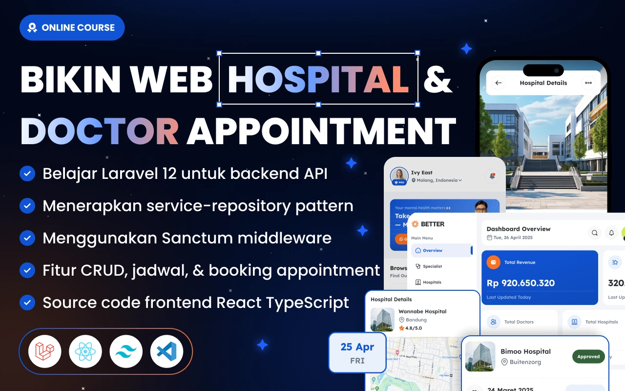 Foto kelas Laravel 12 & SC React: Web Hospital dan Doctor Appointment